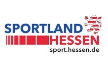 Logo Sportland Hessen; Schaltfläche zur Qualifizierungsoffensive des Landes Hessen